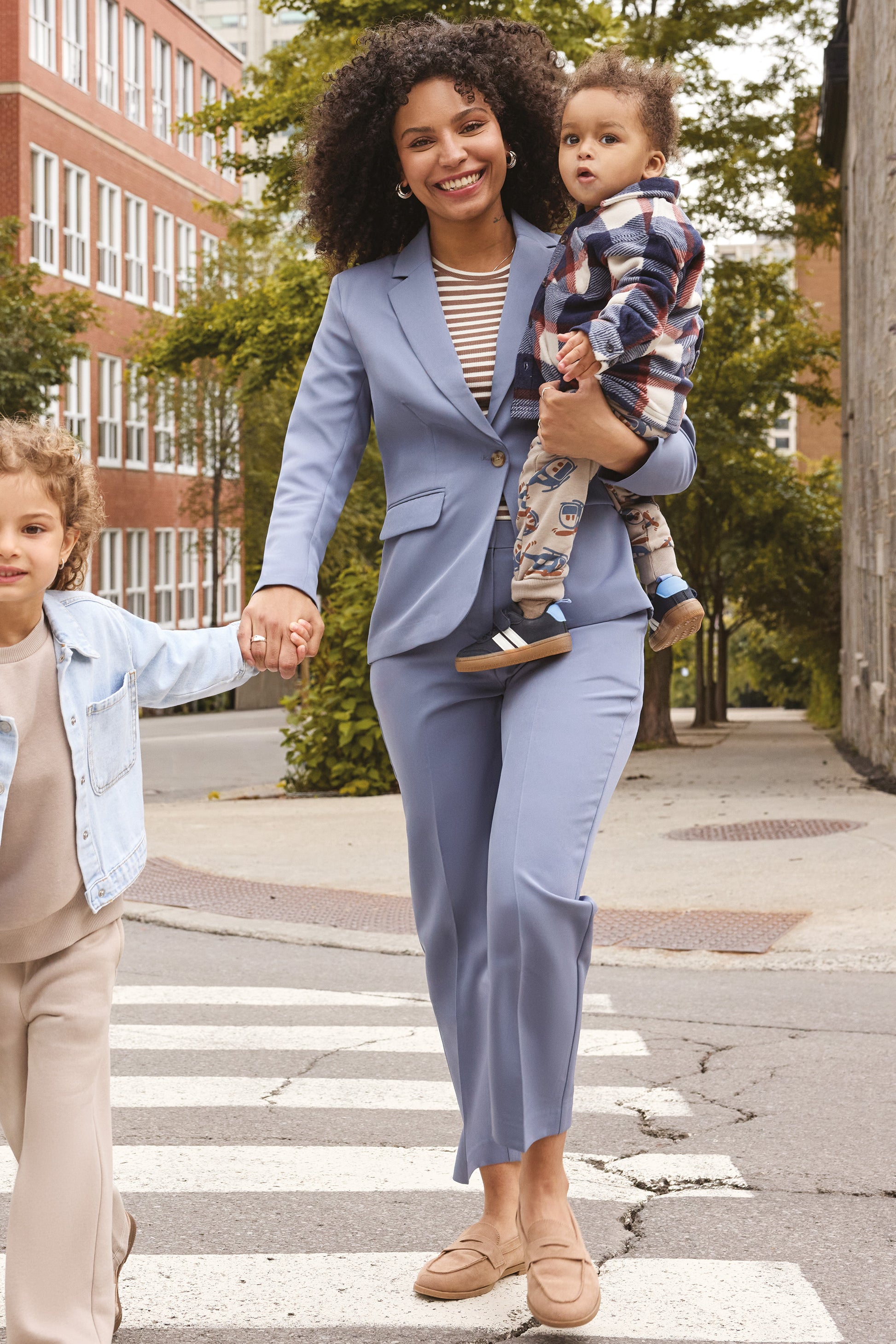 Pantalon droit extensible - Femme && BLEU