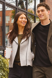Manteau TIME FOR fausse laine sergée - Femme && GRIS MIXTE