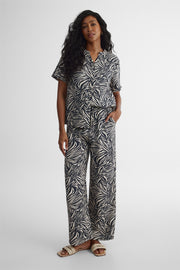 Pantalon imprimé jambe large – Femme && NOIR