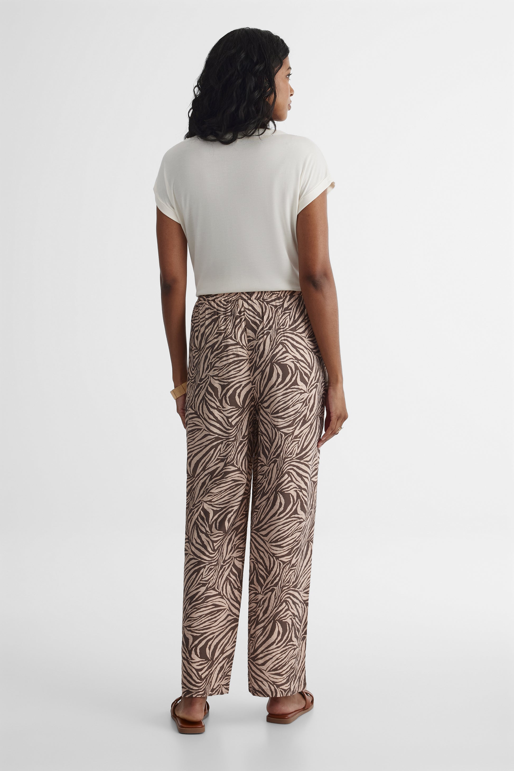 Pantalon imprimé jambe large – Femme && KAKI/MULTI
