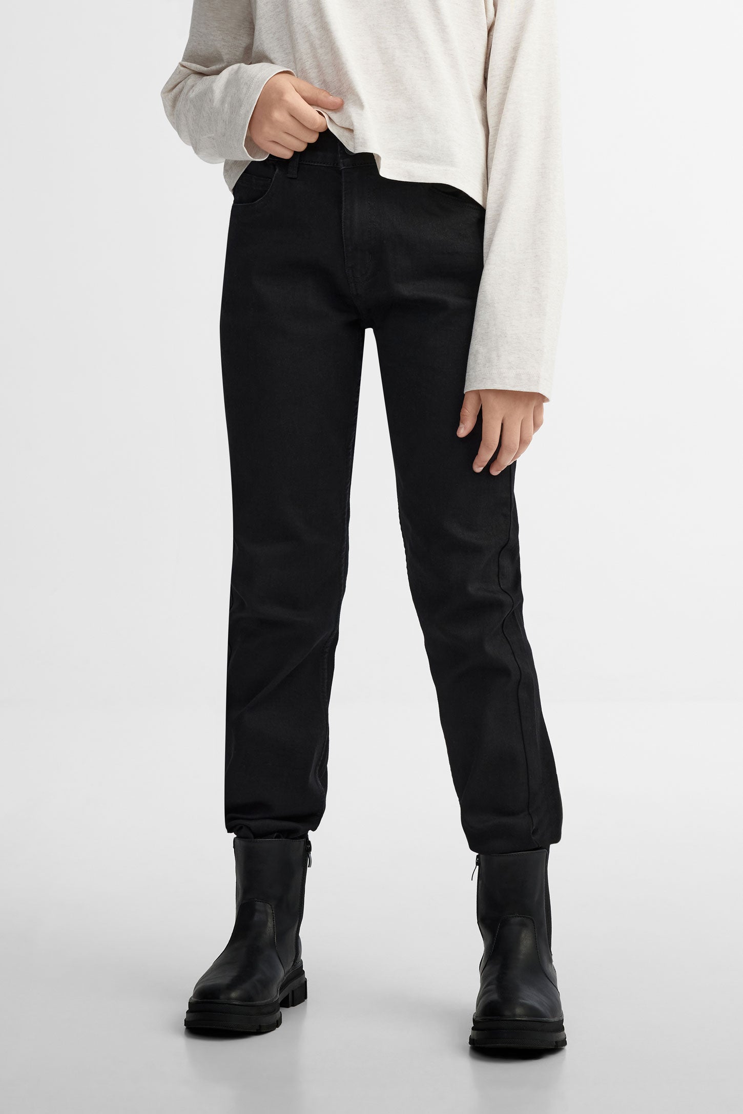 Jeans coupe ajustée – Ado fille && NOIR