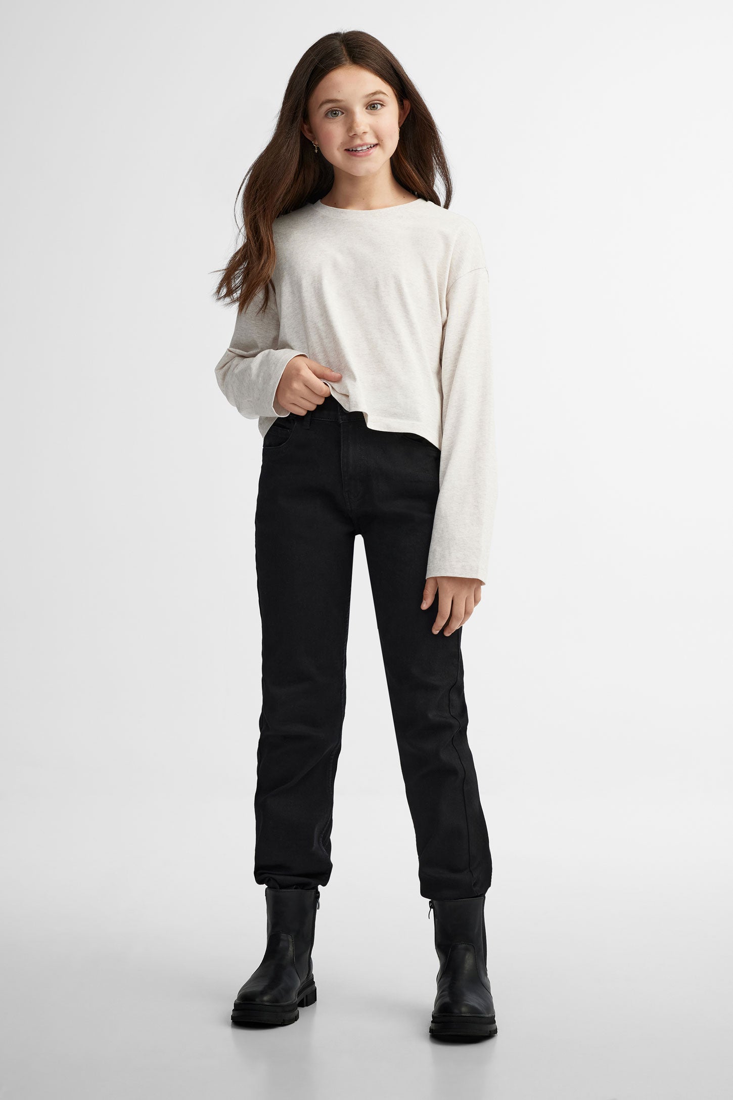 Jeans coupe ajustée – Ado fille && NOIR