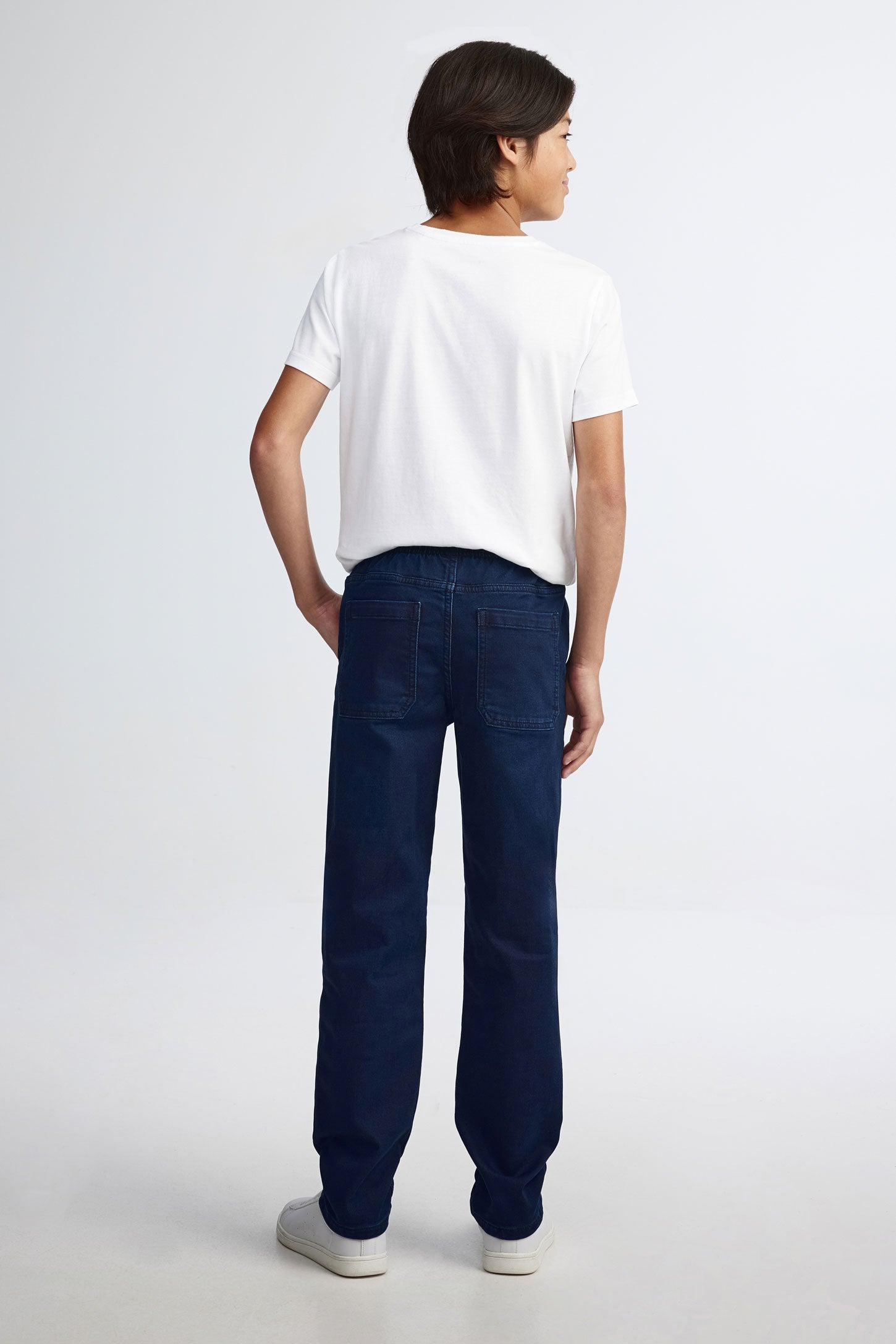 Jeans ''Pull-on'' coupe droite 27'' - Ado garçon && BLEU FONCÉ