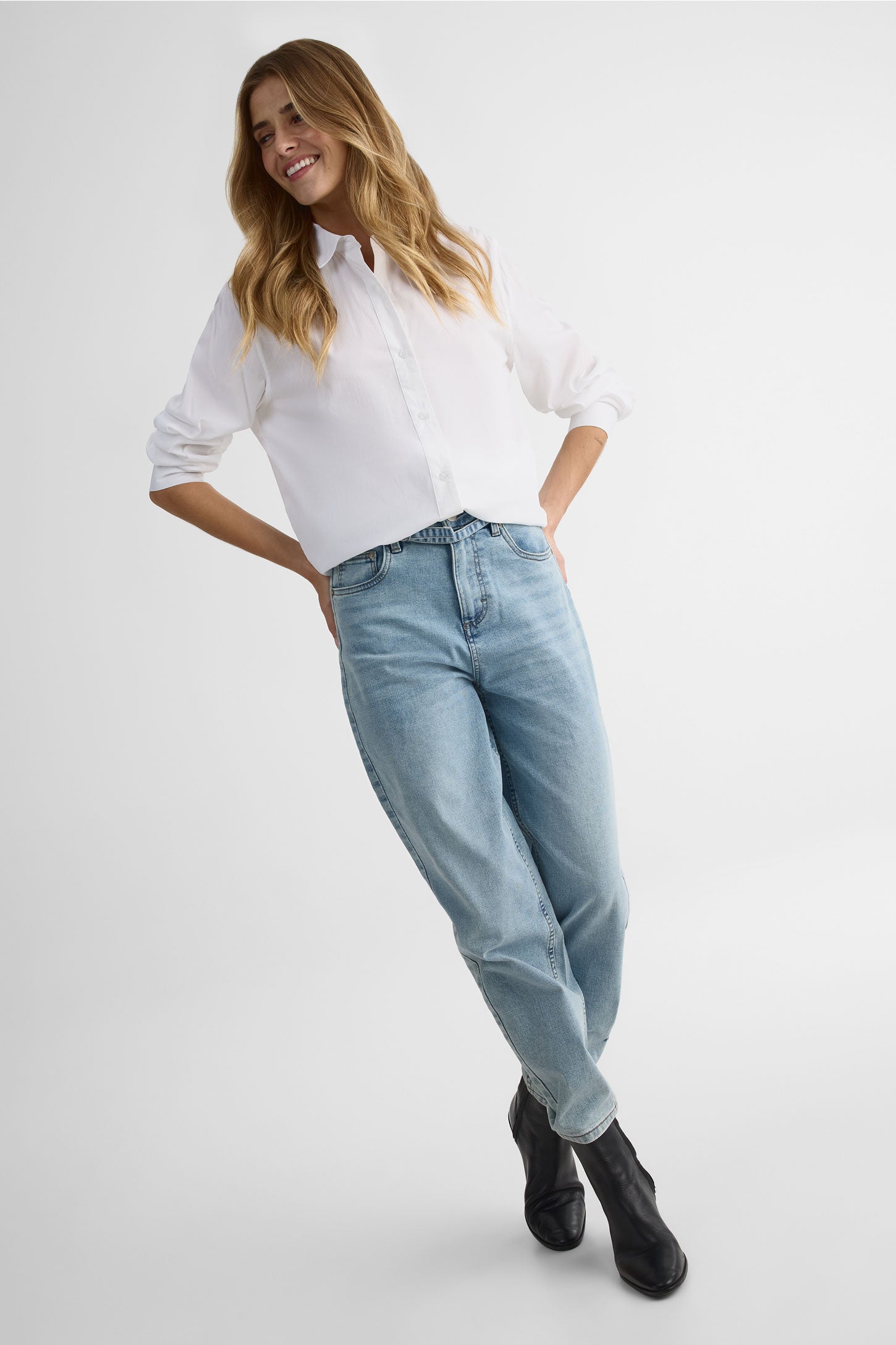 Chemise boutonnée à manches longues - Femme && BLANC
