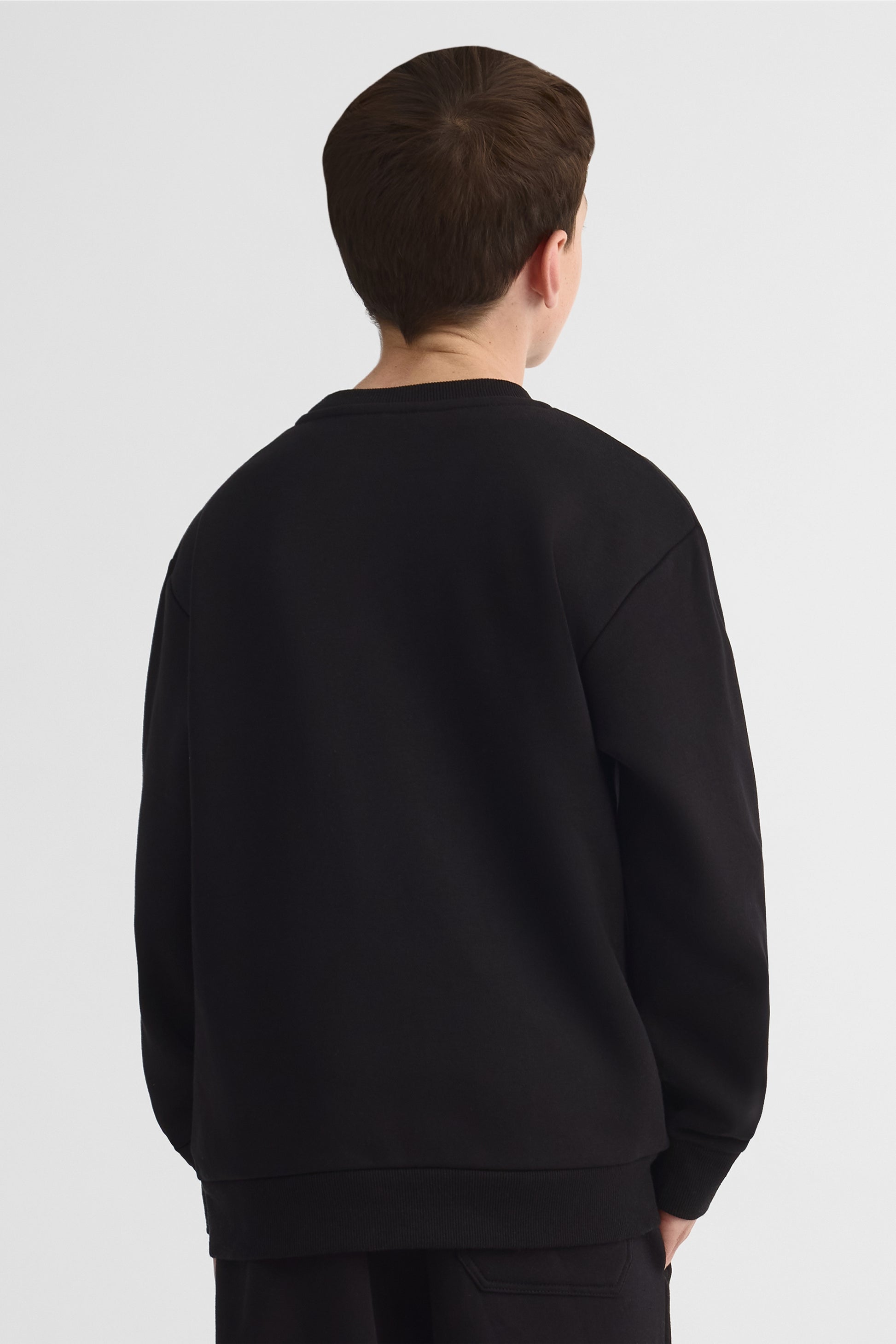Chandail ouaté boxy à manches longues - Ado garçon && NOIR