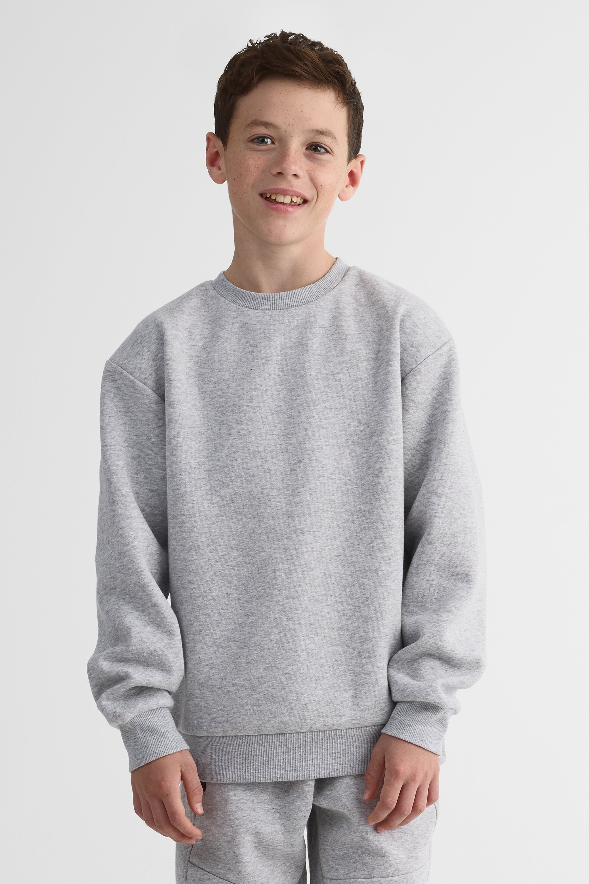 Chandail ouaté boxy à manches longues - Ado garçon && GRIS MIXTE