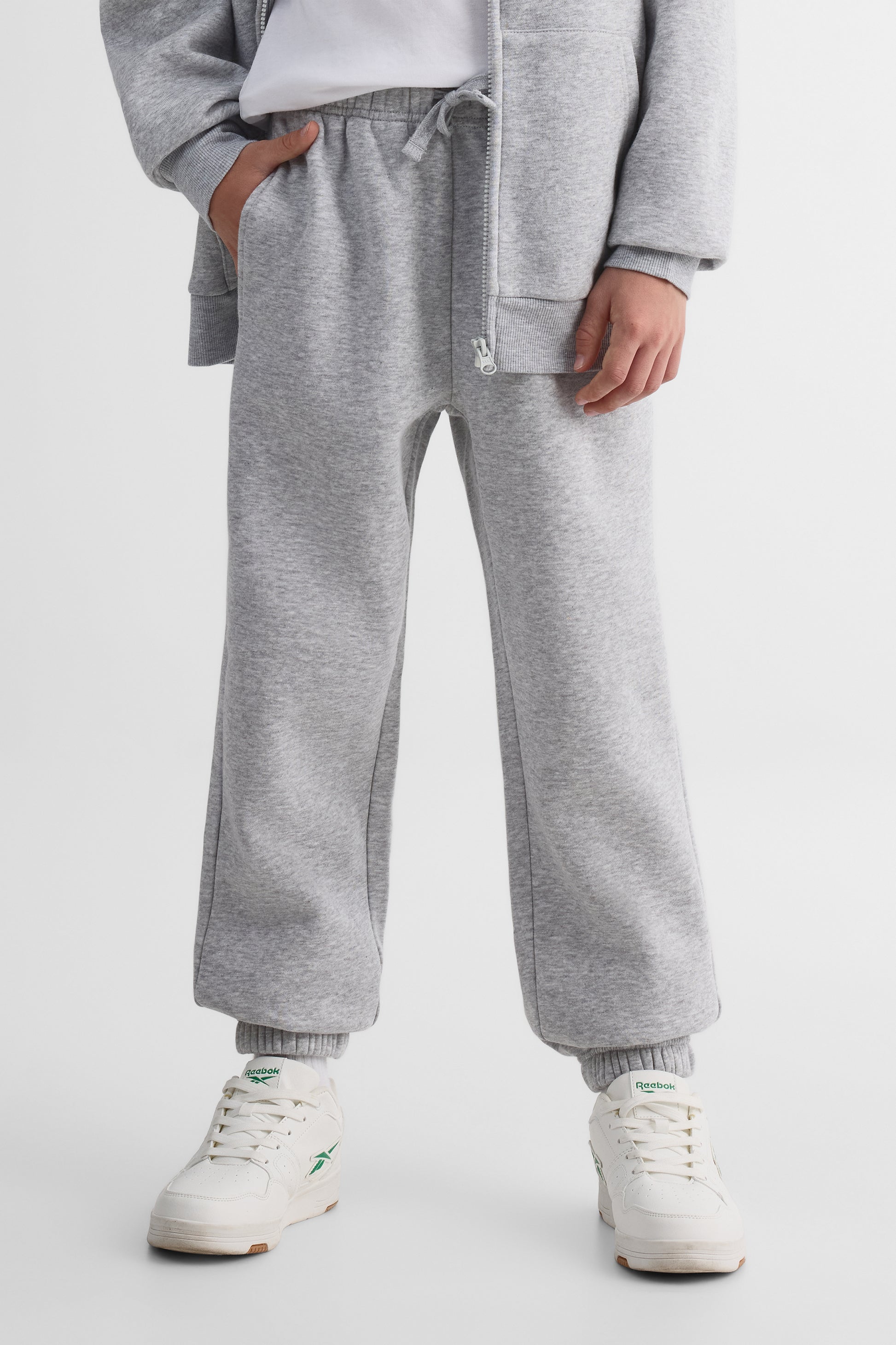 Pantalon jogger élastique en coton - Ado garçon && GRIS MIXTE