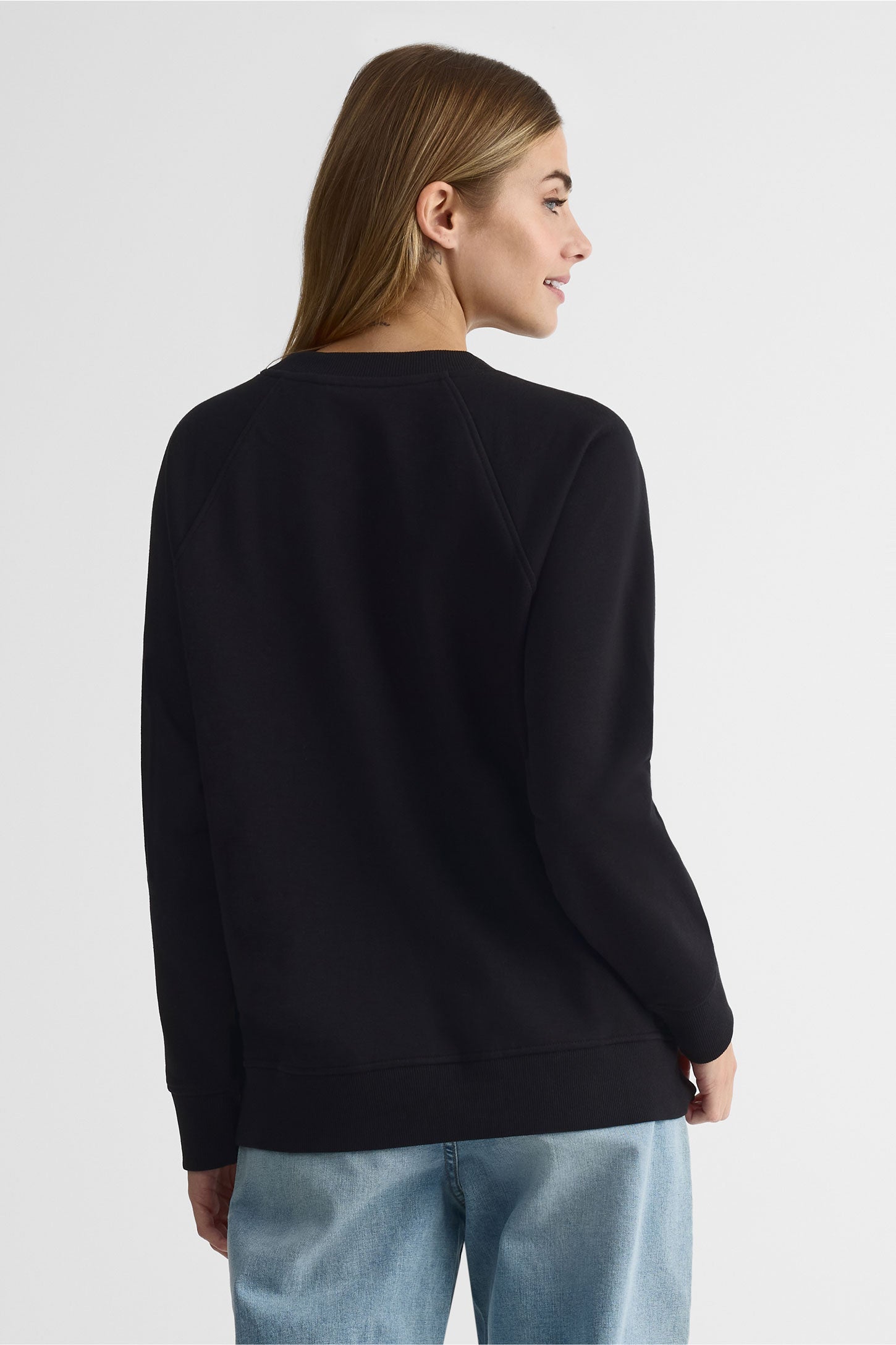 Chandail col rond coton ouaté coupe surdimensionnée - Femme && NOIR