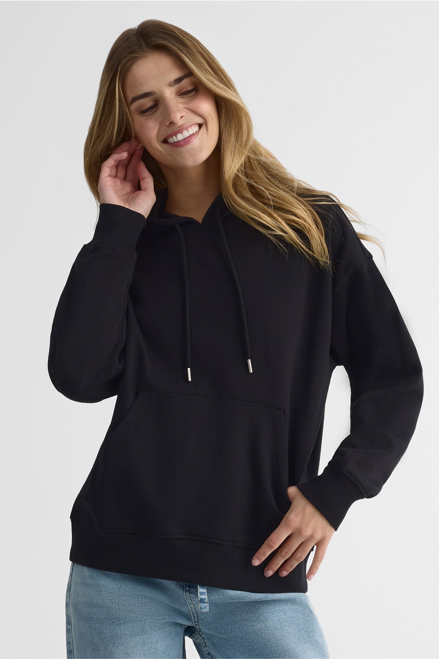 Chandail à capuchon coton ouaté - Femme && NOIR