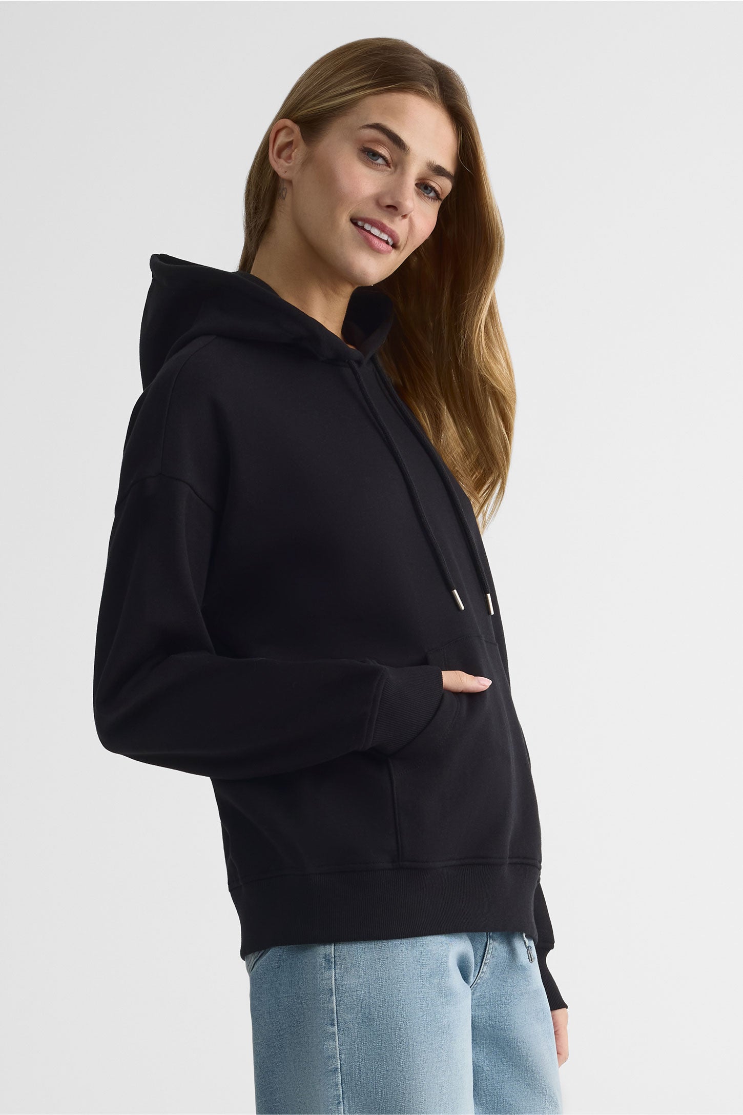 Chandail à capuchon coton ouaté - Femme && NOIR