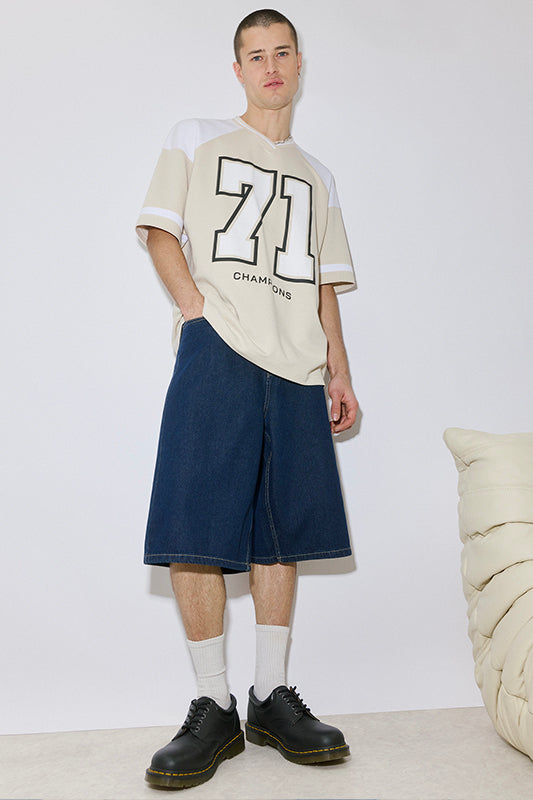 Bermudas denim baggy skater - Homme && DENIM FONCE