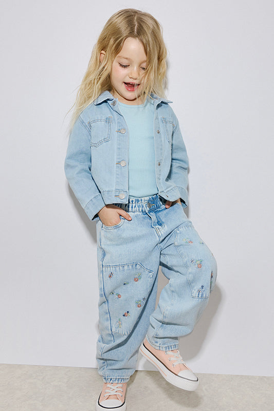Pantalon en denim paper bag - Bébé fille && DENIM PALE
