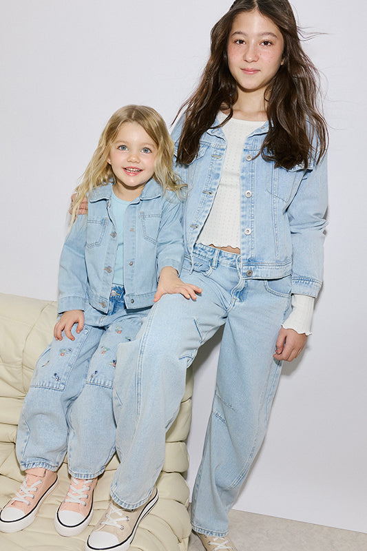 Pantalon jeans coupe barrel en denim - Ado fille && DENIM PALE