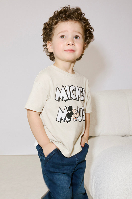 Chandail M/courtes Mickey Mouse - Bébé garçon && BEIGE