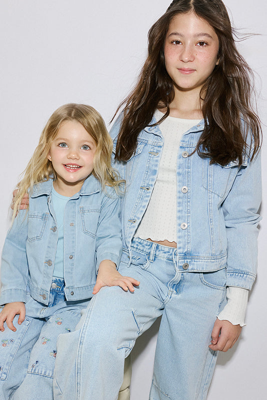 Veston en denim classique – Ado fille && DENIM PALE