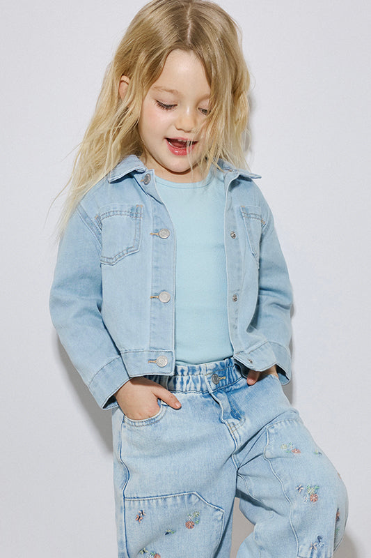 Veston en denim manches longues - Enfant fille && DENIM PALE